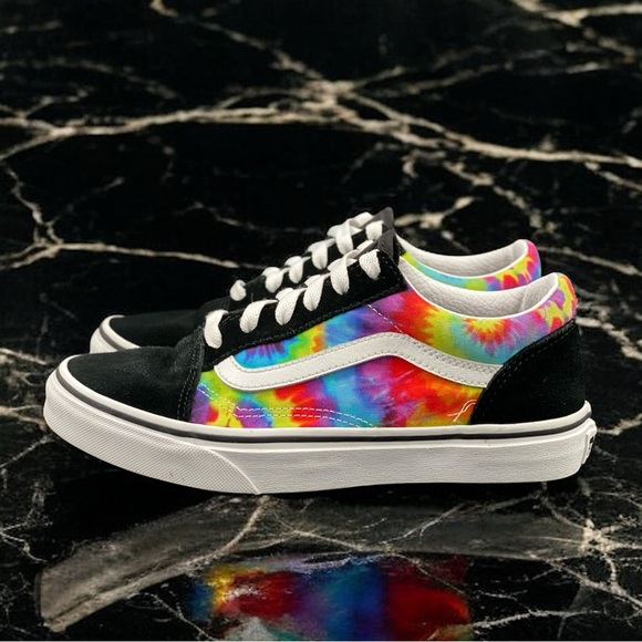 Vans Old Skool Tie Dye Black Rainbow Skate Shoes Women’s 5.5 - Picture 7 of 10